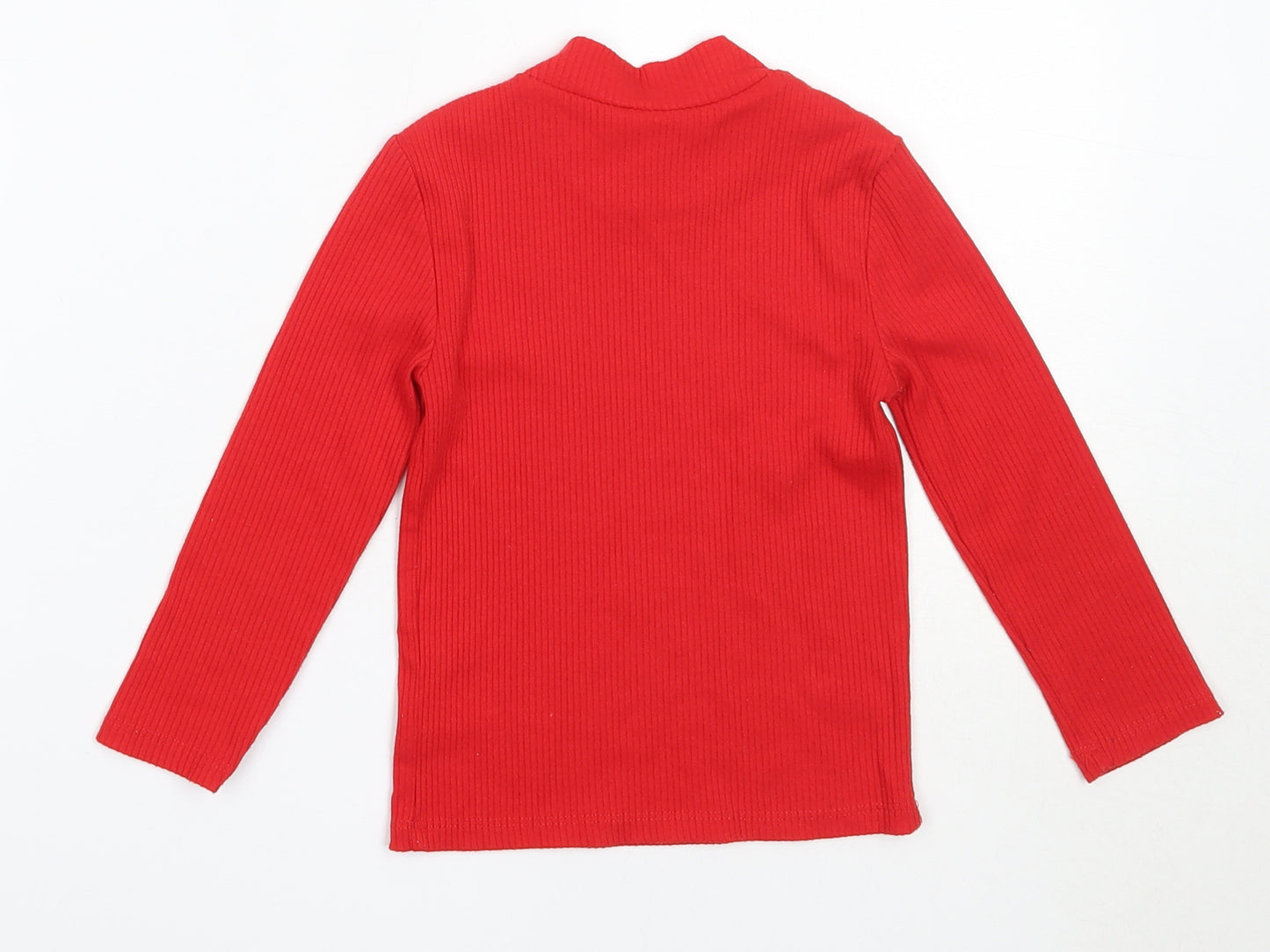 F&F Girls Red  Polyester Basic T-Shirt Size 3-4 Years High Neck