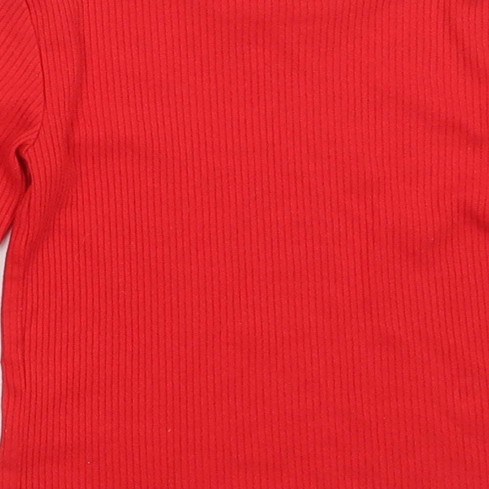 F&F Girls Red  Polyester Basic T-Shirt Size 3-4 Years High Neck