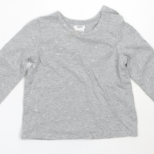 Mams & papas Girls Grey  Cotton Basic T-Shirt Size 2-3 Years Round Neck