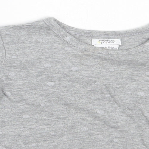 Mams & papas Girls Grey  Cotton Basic T-Shirt Size 2-3 Years Round Neck