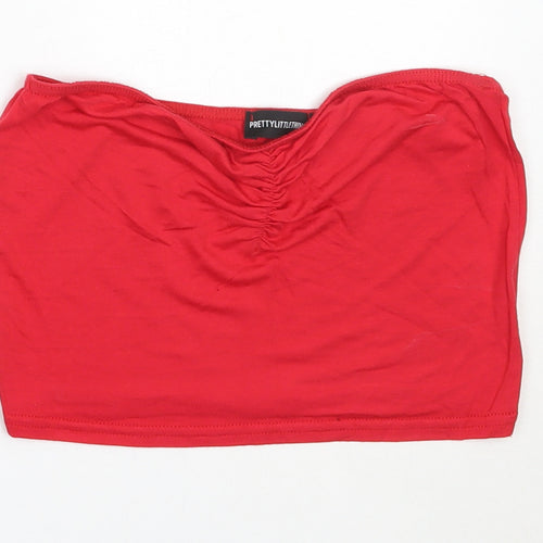PRETTYLITTLETHING Womens Red  Viscose Cropped Tank Size 8 Sweetheart