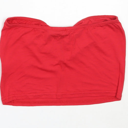 PRETTYLITTLETHING Womens Red  Viscose Cropped Tank Size 8 Sweetheart