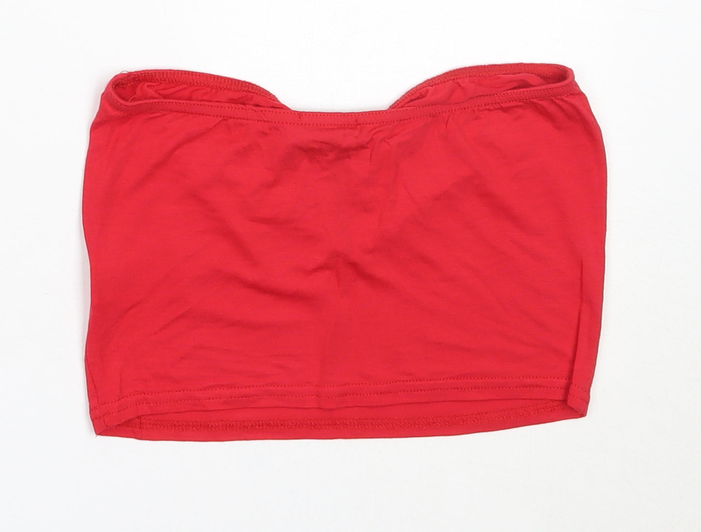 PRETTYLITTLETHING Womens Red  Viscose Cropped Tank Size 8 Sweetheart