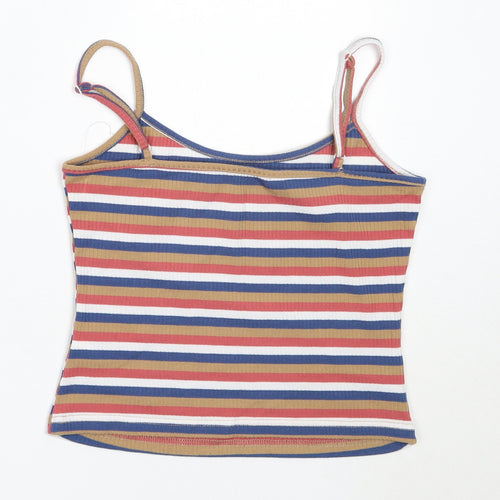 SheIn Womens Beige Striped Polyester Camisole Tank Size S Round Neck