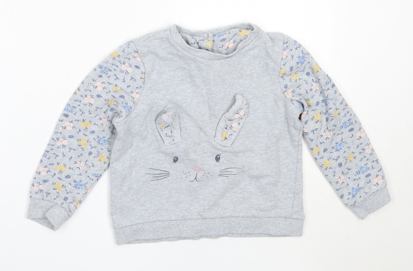 Mothercare Girls Grey  Cotton Pullover Sweatshirt Size 3-4 Years