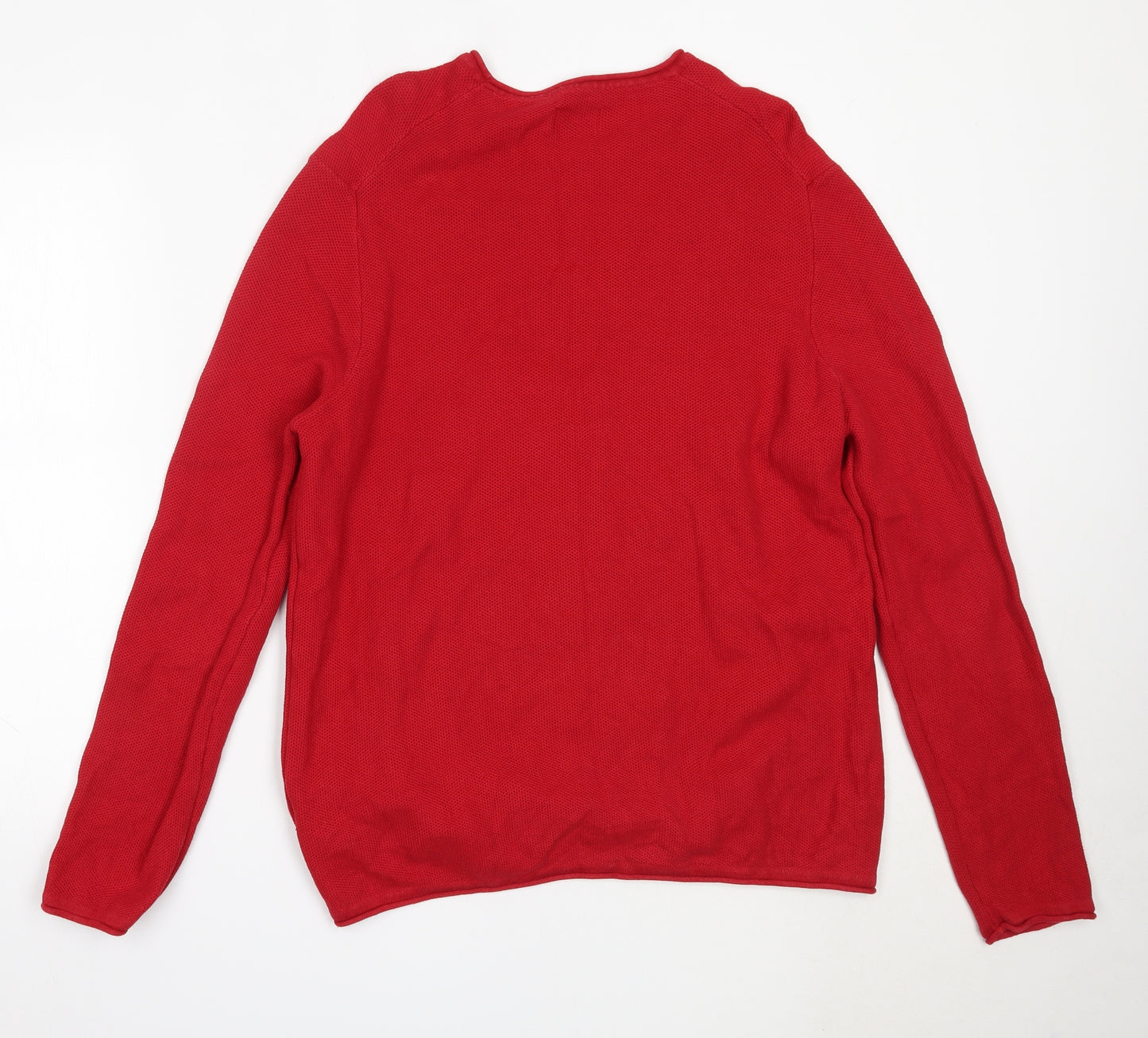 Montego Mens Red Round Neck  Cotton Pullover Jumper Size 2XL