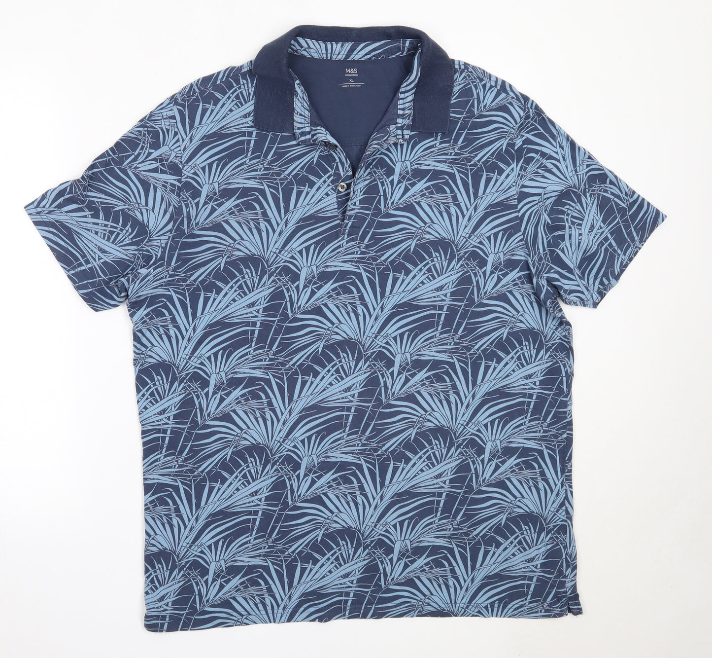 Marks and Spencer Mens Blue  Cotton  Polo Size XL Collared