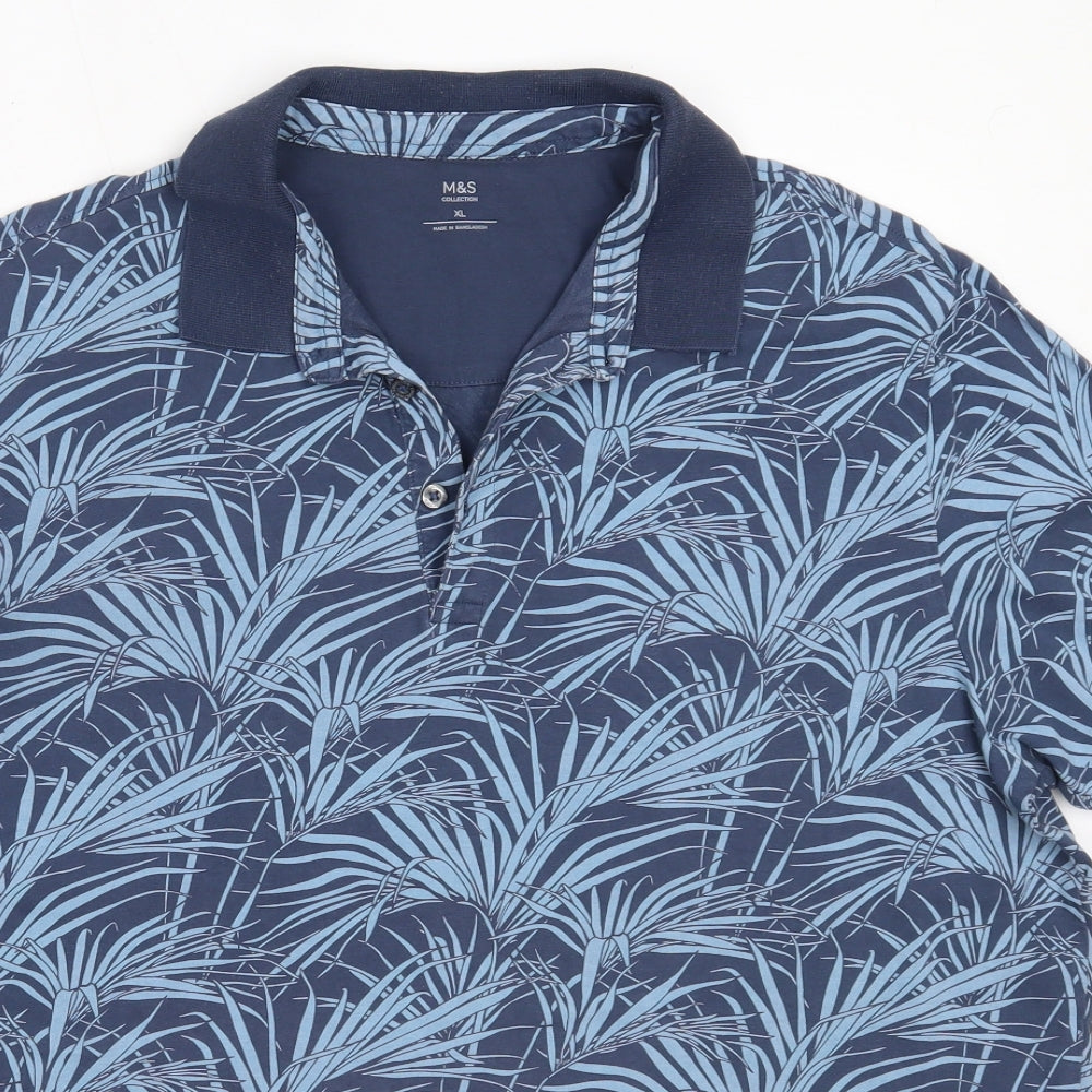 Marks and Spencer Mens Blue  Cotton  Polo Size XL Collared