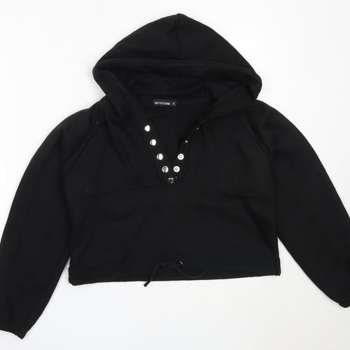 PRETTYLITTLETHING Womens Black  Cotton Pullover Hoodie Size S