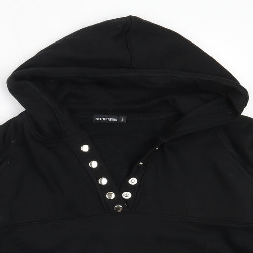 PRETTYLITTLETHING Womens Black  Cotton Pullover Hoodie Size S