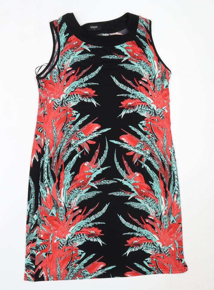 Klass Womens Black Polyester Shift Size M Round Neck