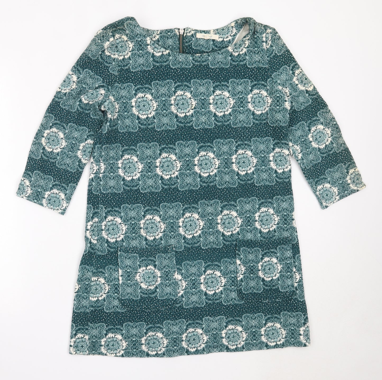 White Stuff Womens Blue  Cotton Tunic Blouse Size 14 Round Neck