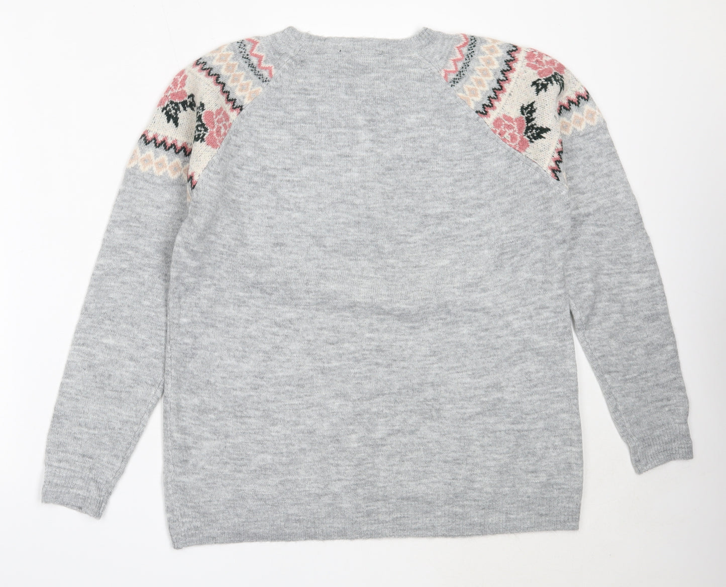 Dorothy Perkins Womens Grey Round Neck  Acrylic Pullover Jumper Size 16