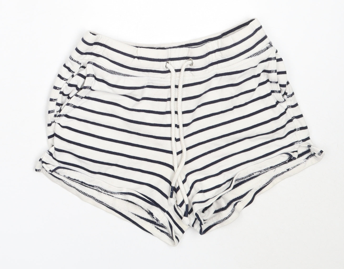 H&M Womens White Striped Cotton Sweat Shorts Size XS  Regular