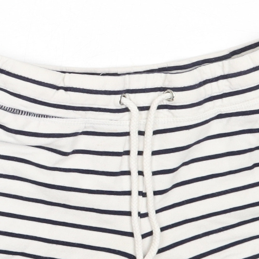 H&M Womens White Striped Cotton Sweat Shorts Size XS  Regular