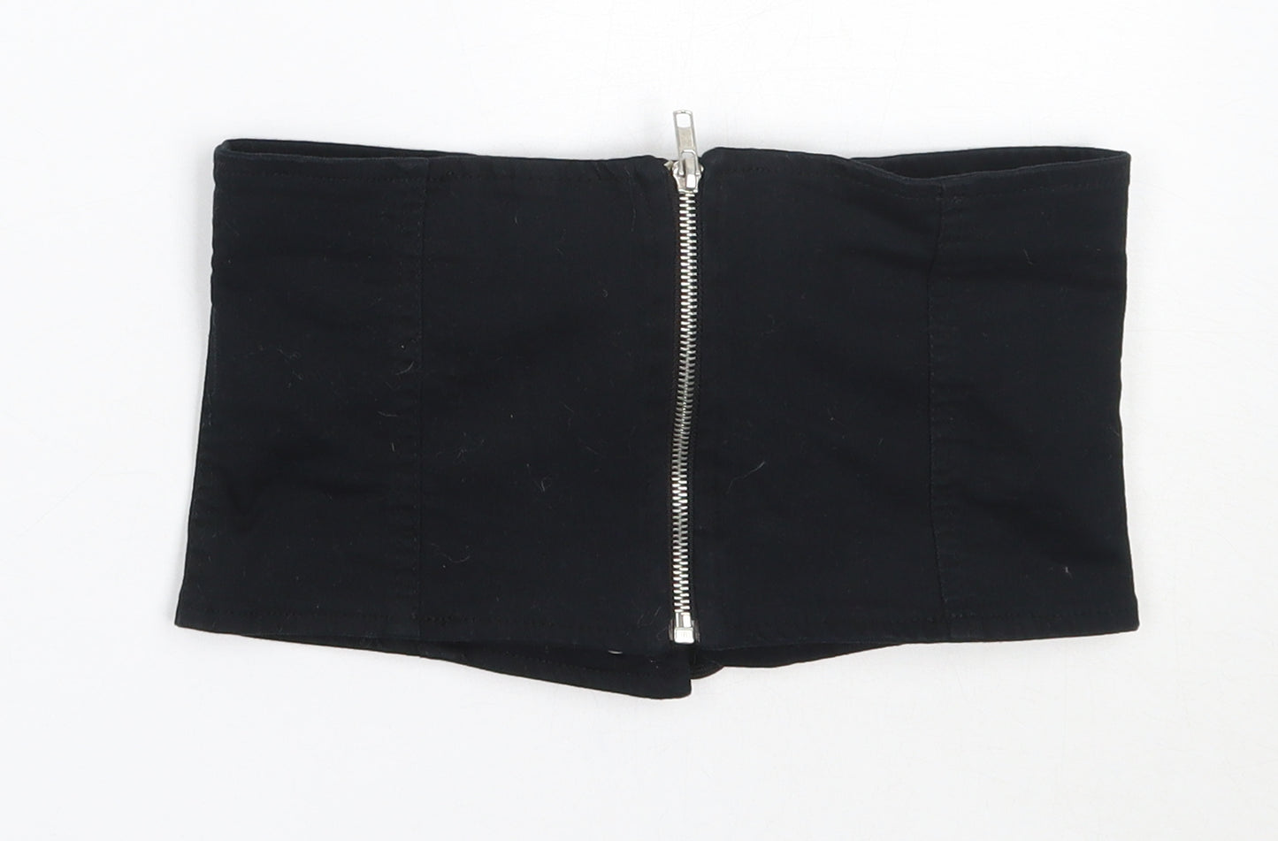 Primark Womens Black  Cotton Cropped Blouse Size S Square Neck