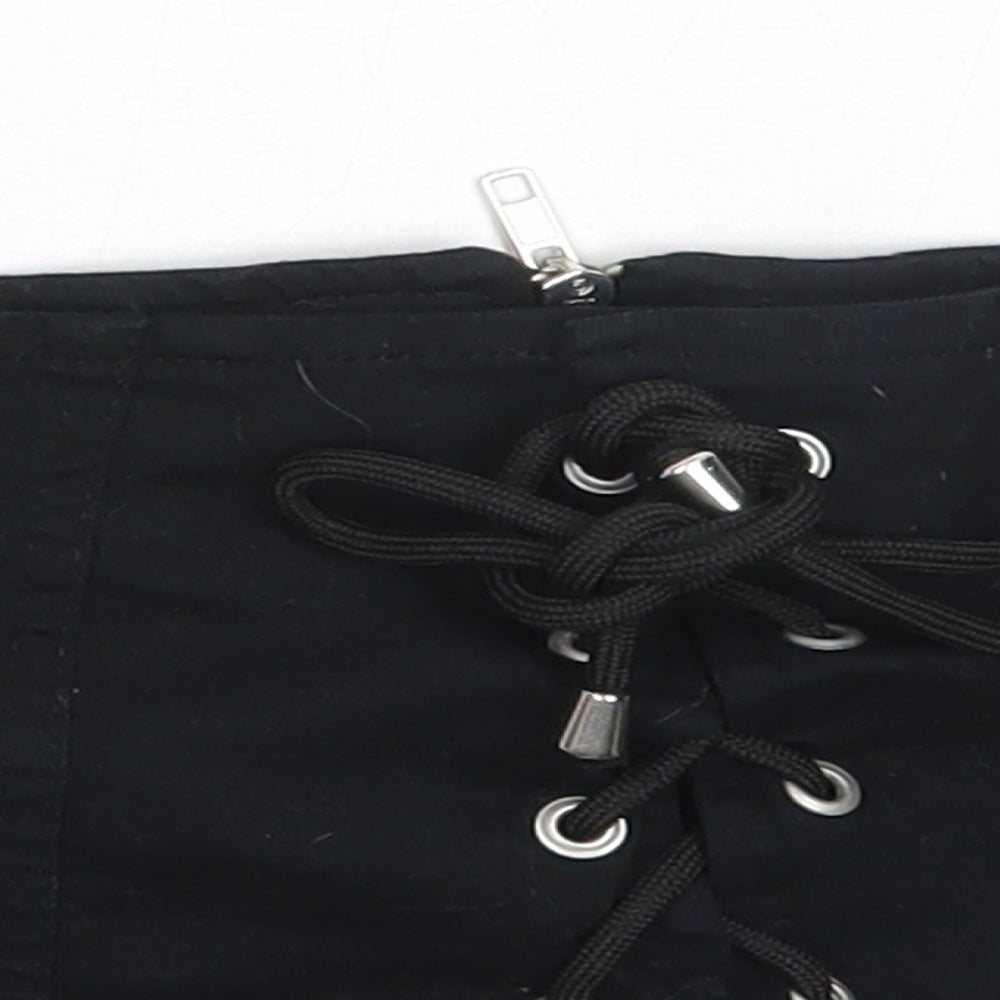 Primark Womens Black  Cotton Cropped Blouse Size S Square Neck