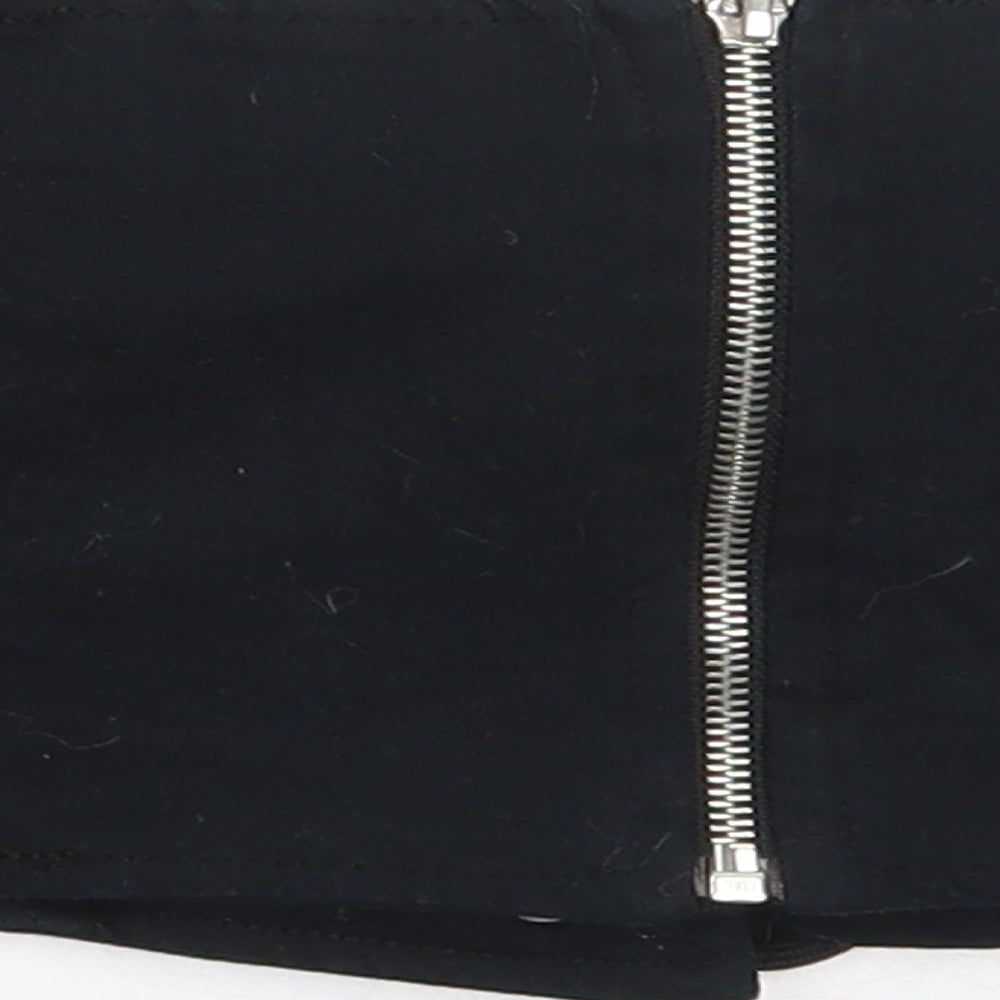 Primark Womens Black  Cotton Cropped Blouse Size S Square Neck