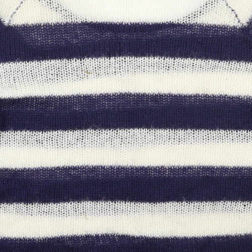 Internacionale Womens Blue Round Neck Striped Acrylic Pullover Jumper Size 14