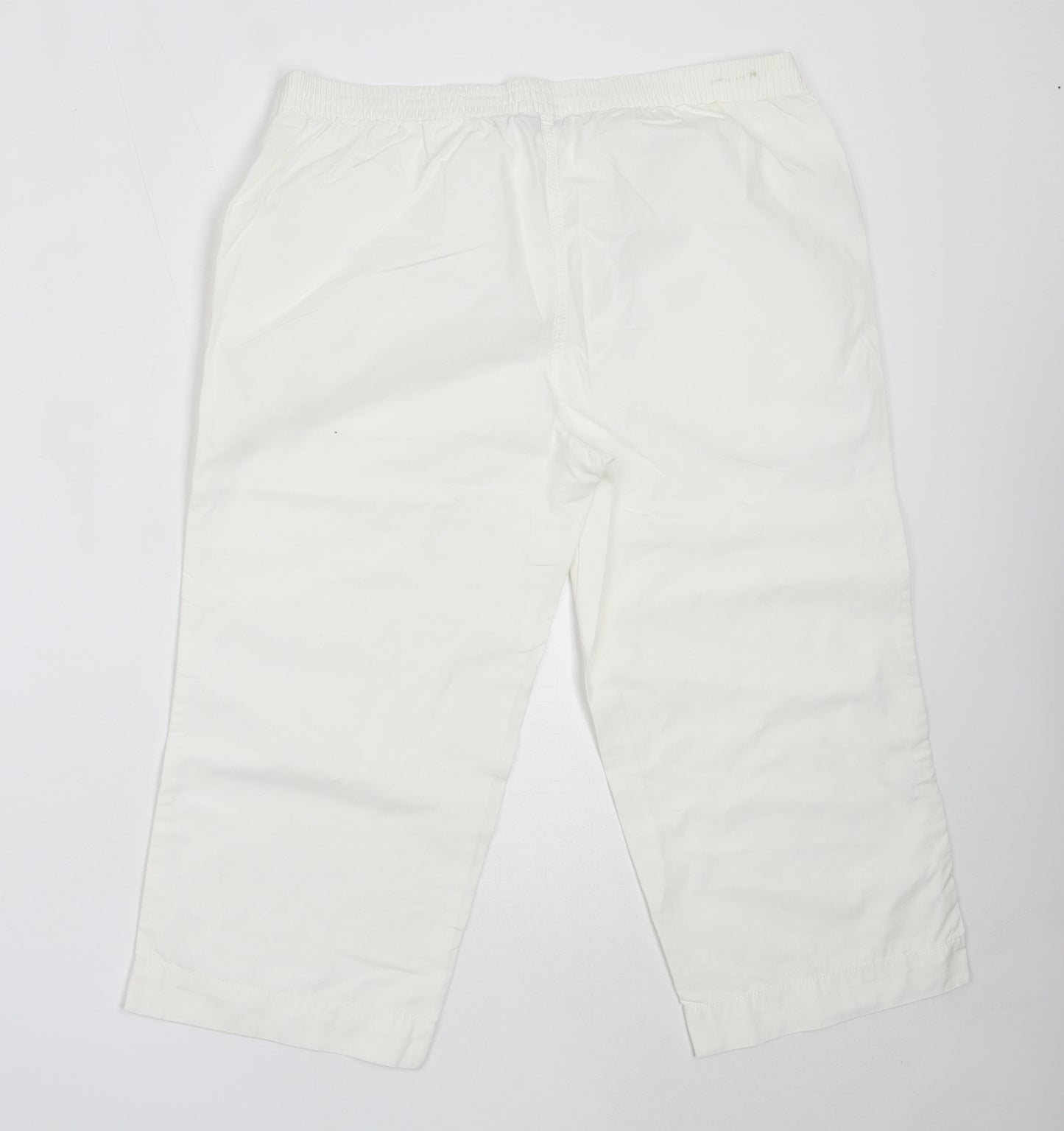 Papaya Womens White  Cotton Cropped Trousers Size 12 L20 in Regular