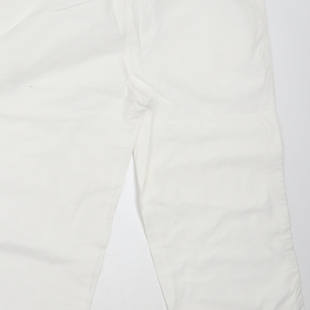 Papaya Womens White  Cotton Cropped Trousers Size 12 L20 in Regular
