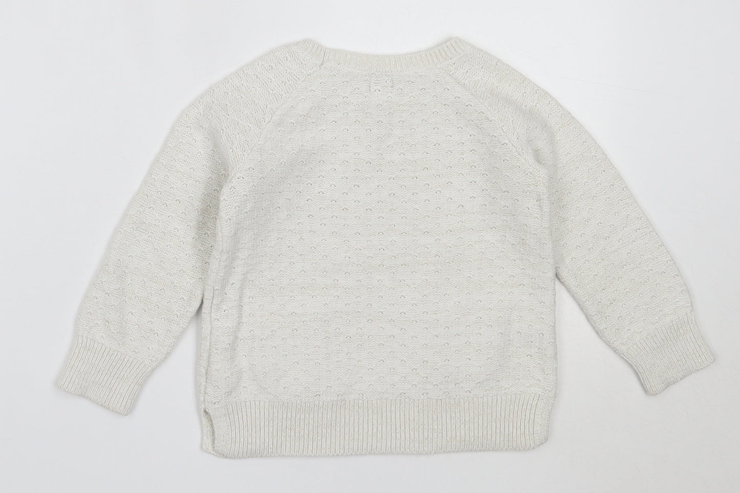 Gap Girls Ivory Round Neck  Cotton Pullover Jumper Size 3 Years