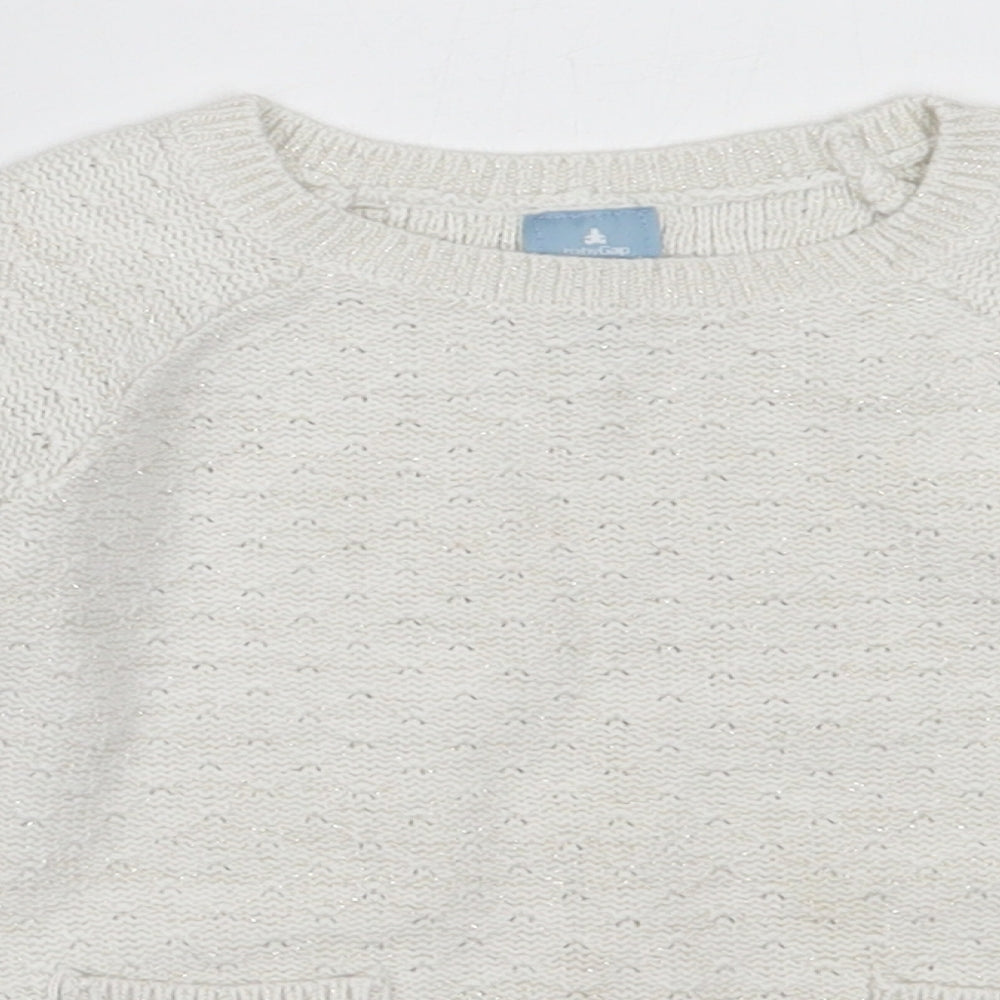 Gap Girls Ivory Round Neck  Cotton Pullover Jumper Size 3 Years
