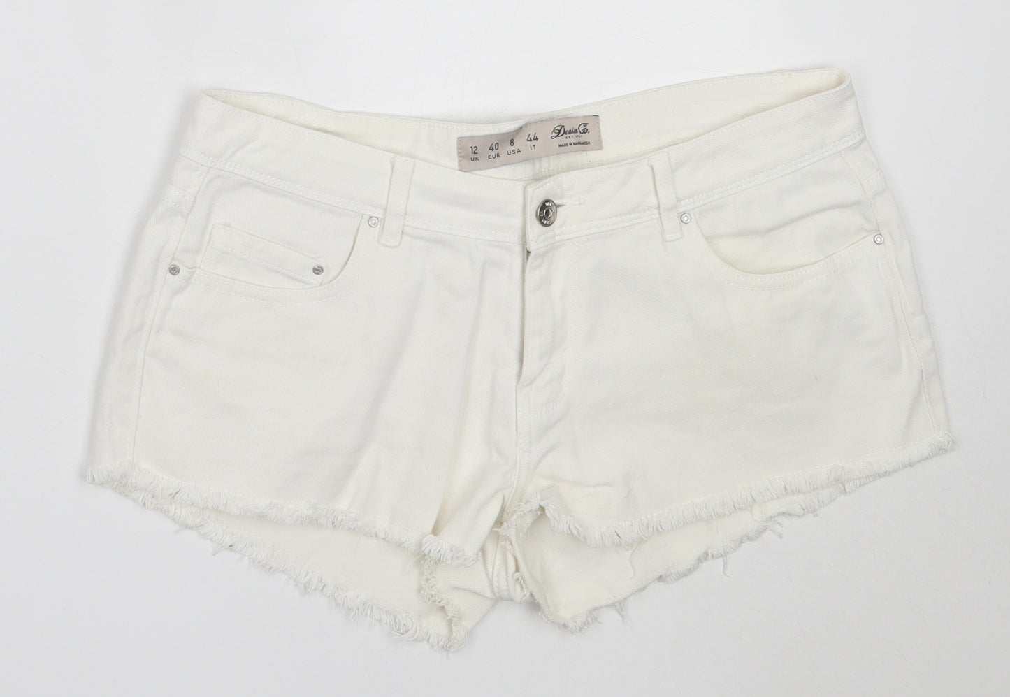 Primark Womens White  Cotton Hot Pants Shorts Size 12  Regular