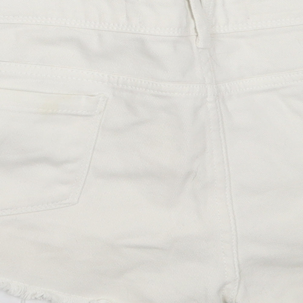 Primark Womens White  Cotton Hot Pants Shorts Size 12  Regular