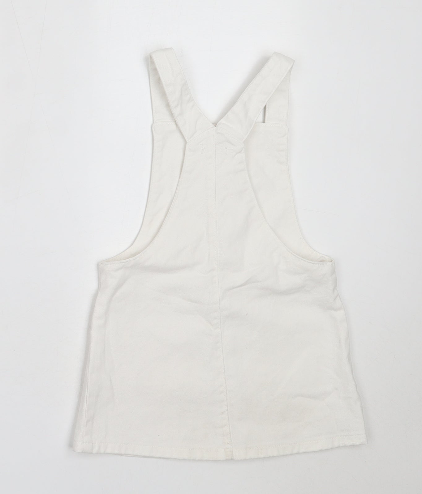 F&F Girls White  Cotton Pinafore/Dungaree Dress  Size 3-4 Years  Square Neck