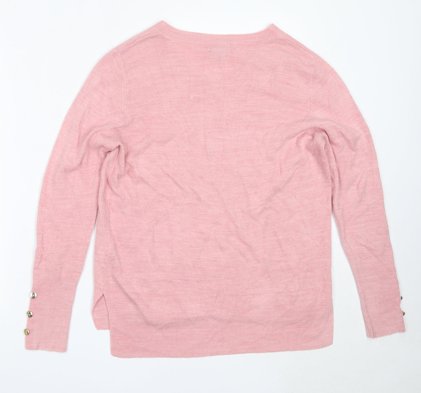 Primark Womens Pink V-Neck  Acrylic Pullover Jumper Size S