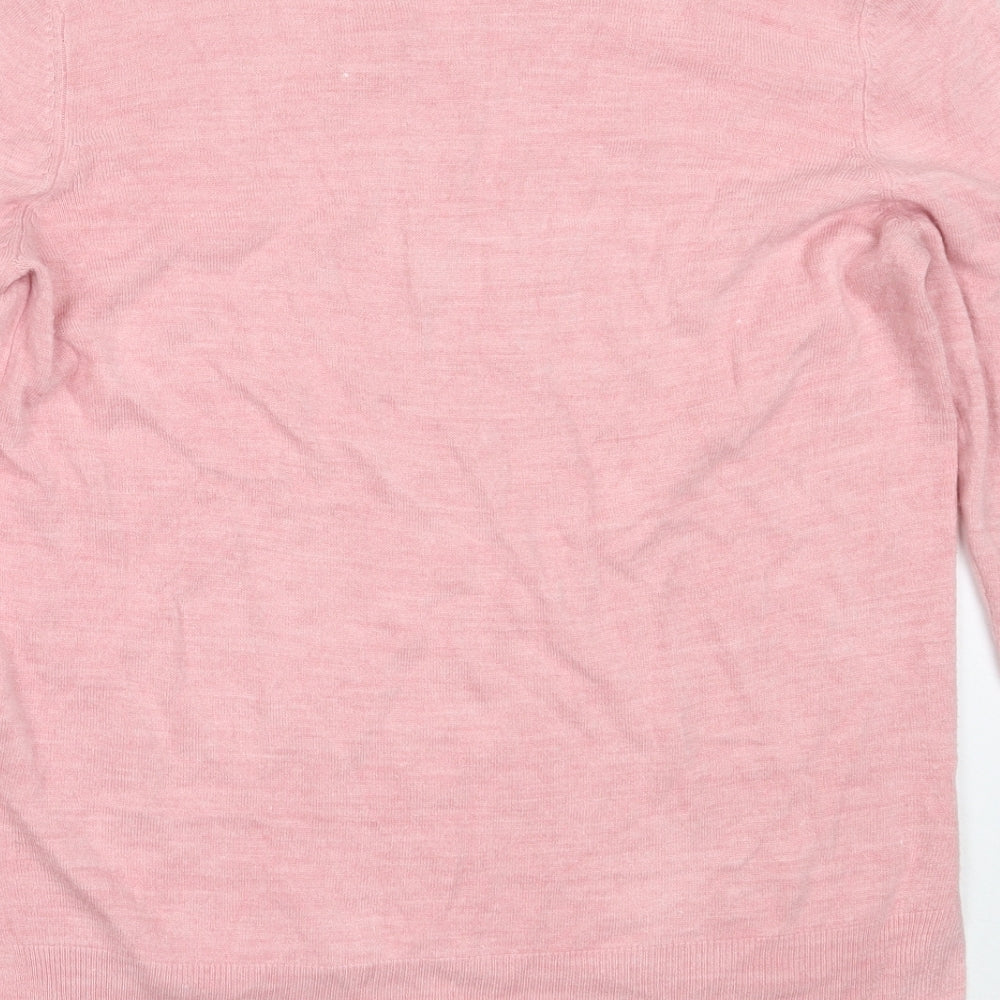 Primark Womens Pink V-Neck  Acrylic Pullover Jumper Size S