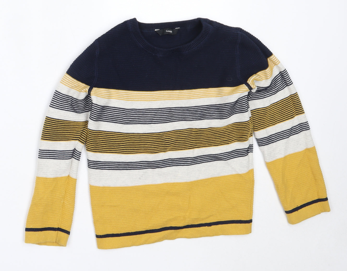 George Boys Yellow Round Neck  Cotton Pullover Jumper Size 6-7 Years