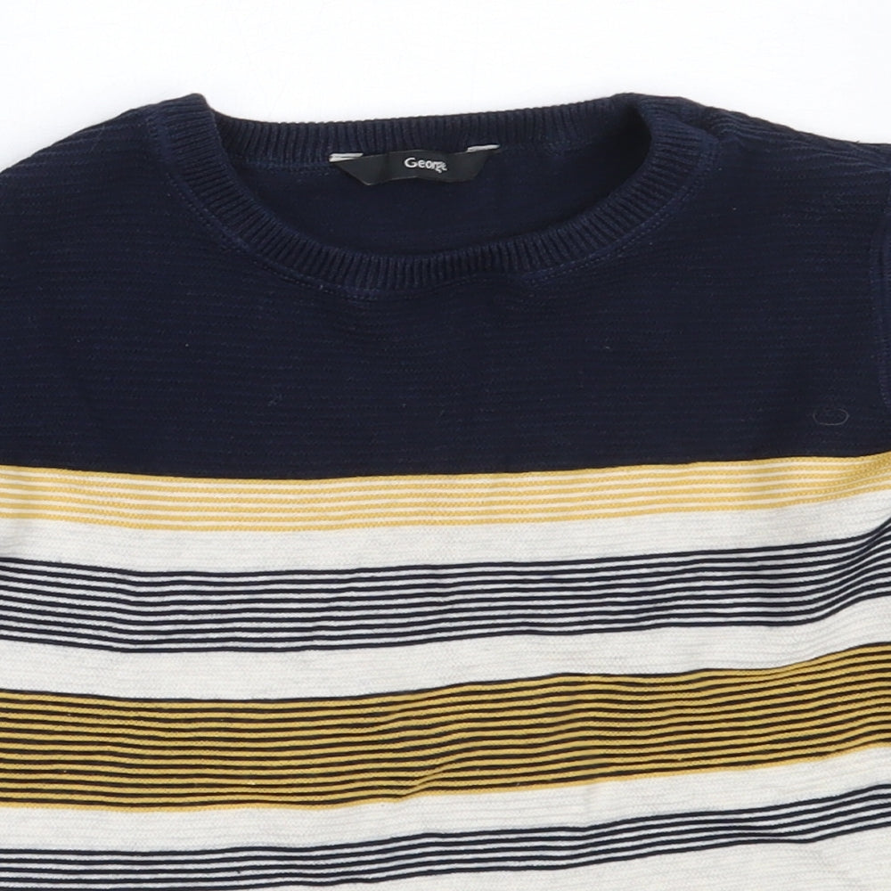 George Boys Yellow Round Neck  Cotton Pullover Jumper Size 6-7 Years