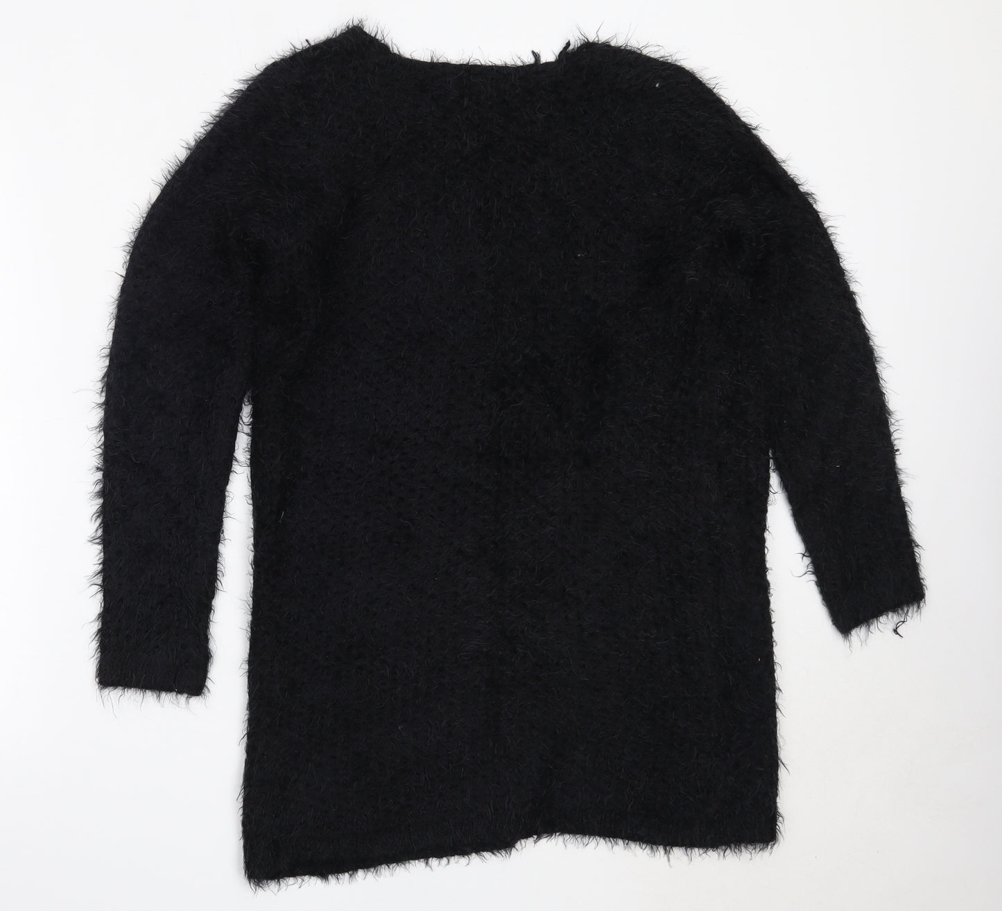 F&F Womens Black Round Neck  Polyester Cardigan Jumper Size 8