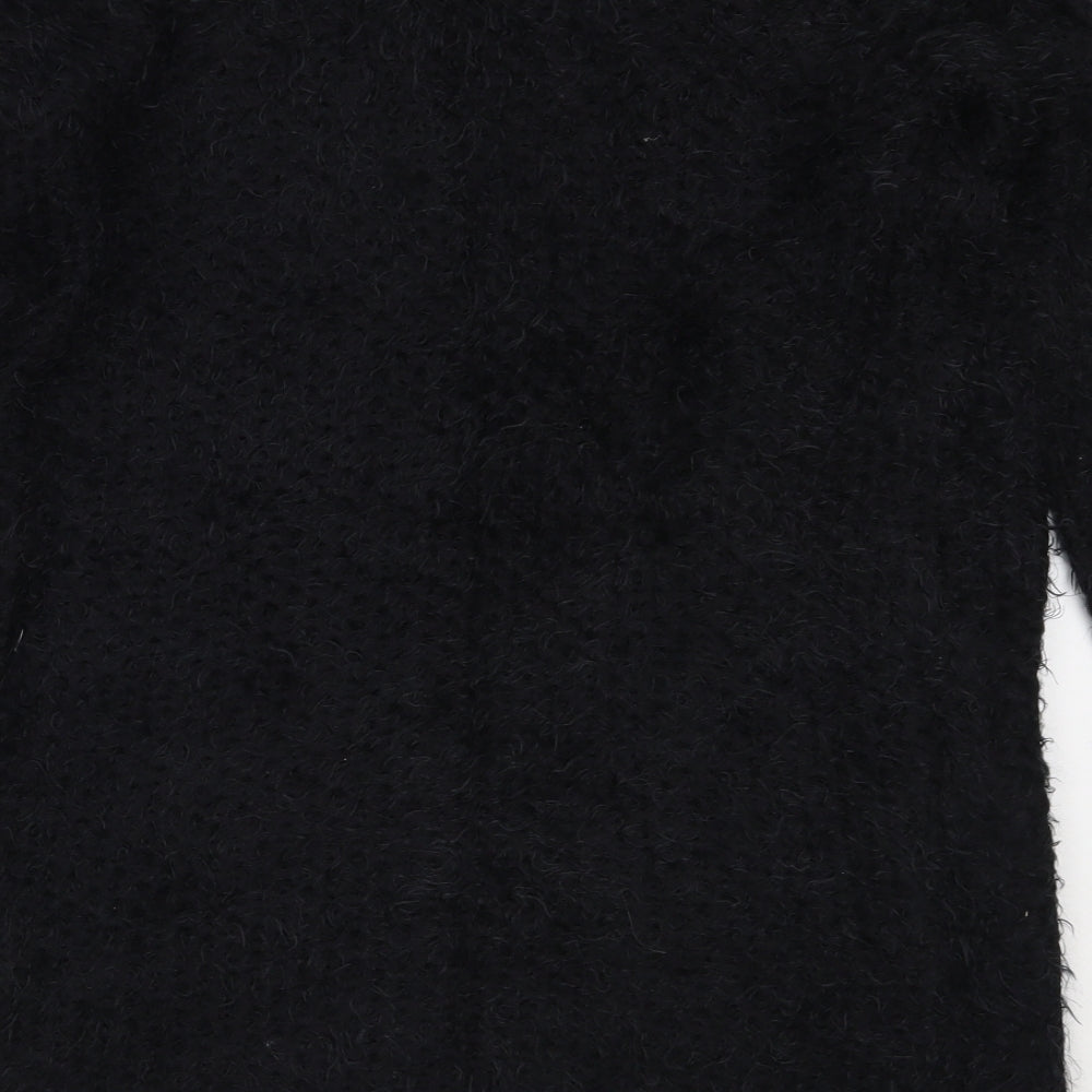 F&F Womens Black Round Neck  Polyester Cardigan Jumper Size 8