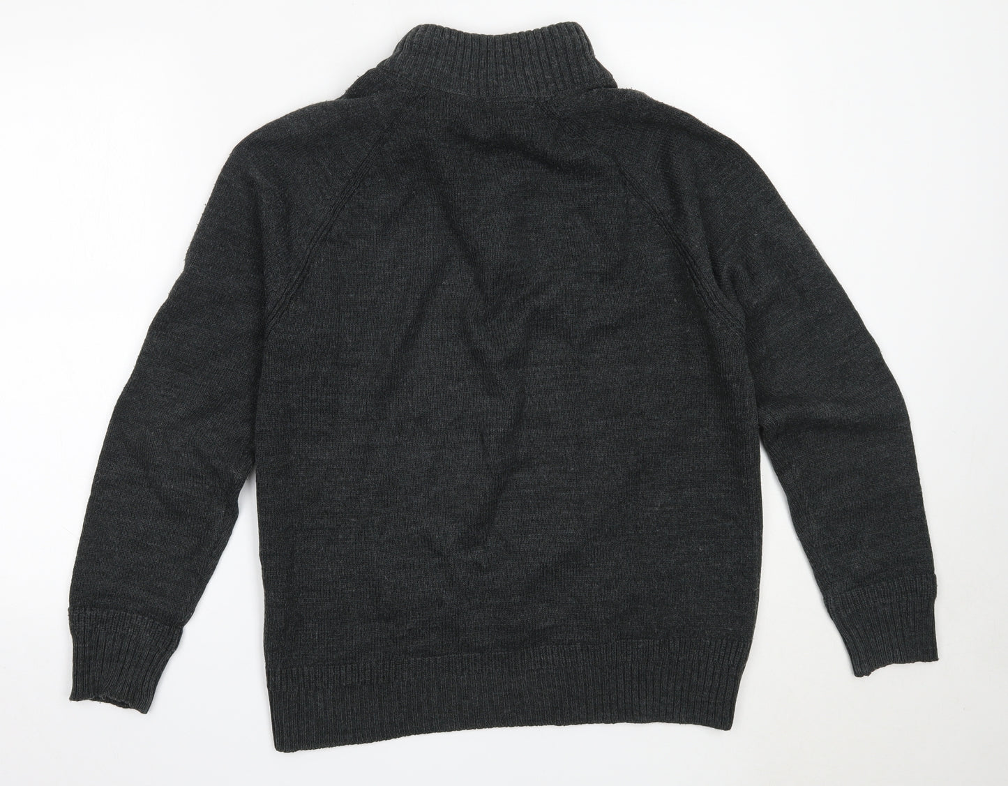 F&F Mens Grey High Neck  Acrylic Henley Jumper Size M