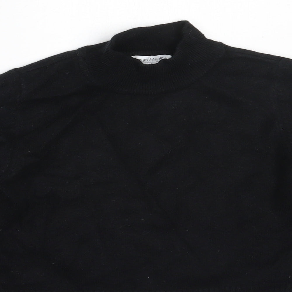 Primark Girls Black High Neck  Viscose Pullover Jumper Size 7-8 Years