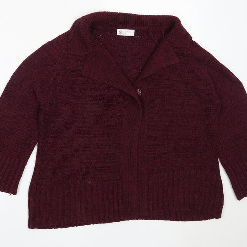 BHS Womens Purple Round Neck  Acrylic Cardigan Jumper Size 18