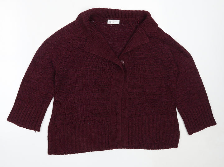 BHS Womens Purple Round Neck Acrylic Cardigan Jumper Size 18