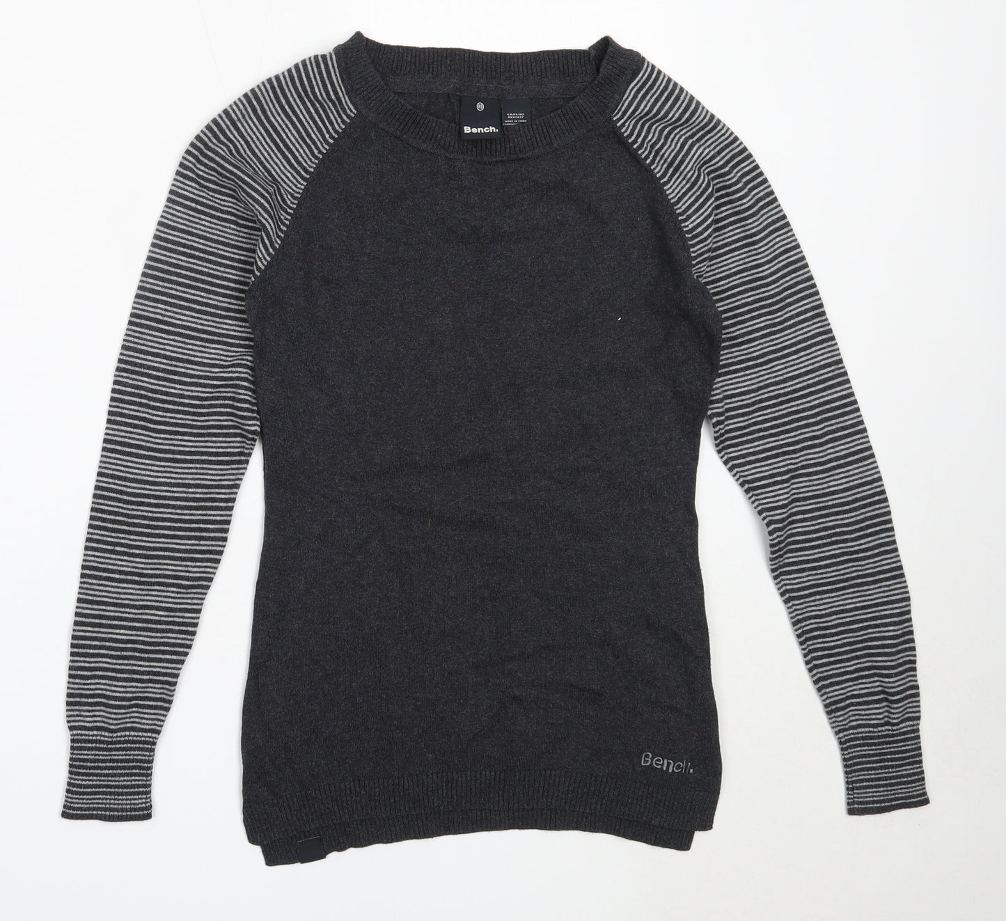 Bench Womens Grey Round Neck  Cotton Pullover Jumper Size XS