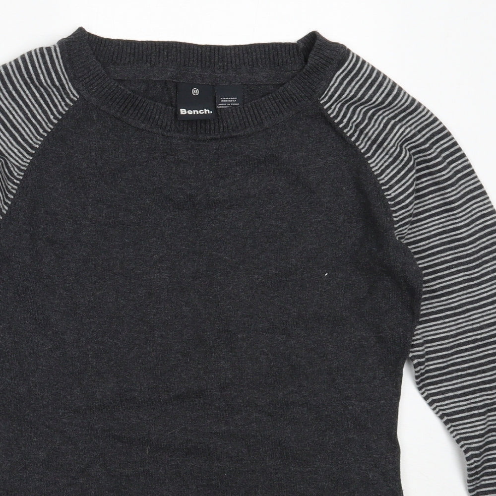 Bench Womens Grey Round Neck  Cotton Pullover Jumper Size XS