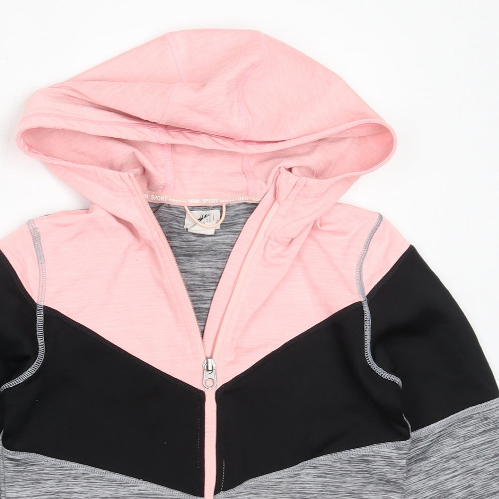 H&M Girls Grey  Polyester Full Zip Hoodie Size 9-10 Years