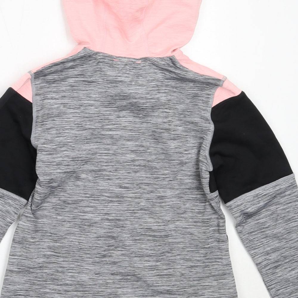 H&M Girls Grey  Polyester Full Zip Hoodie Size 9-10 Years