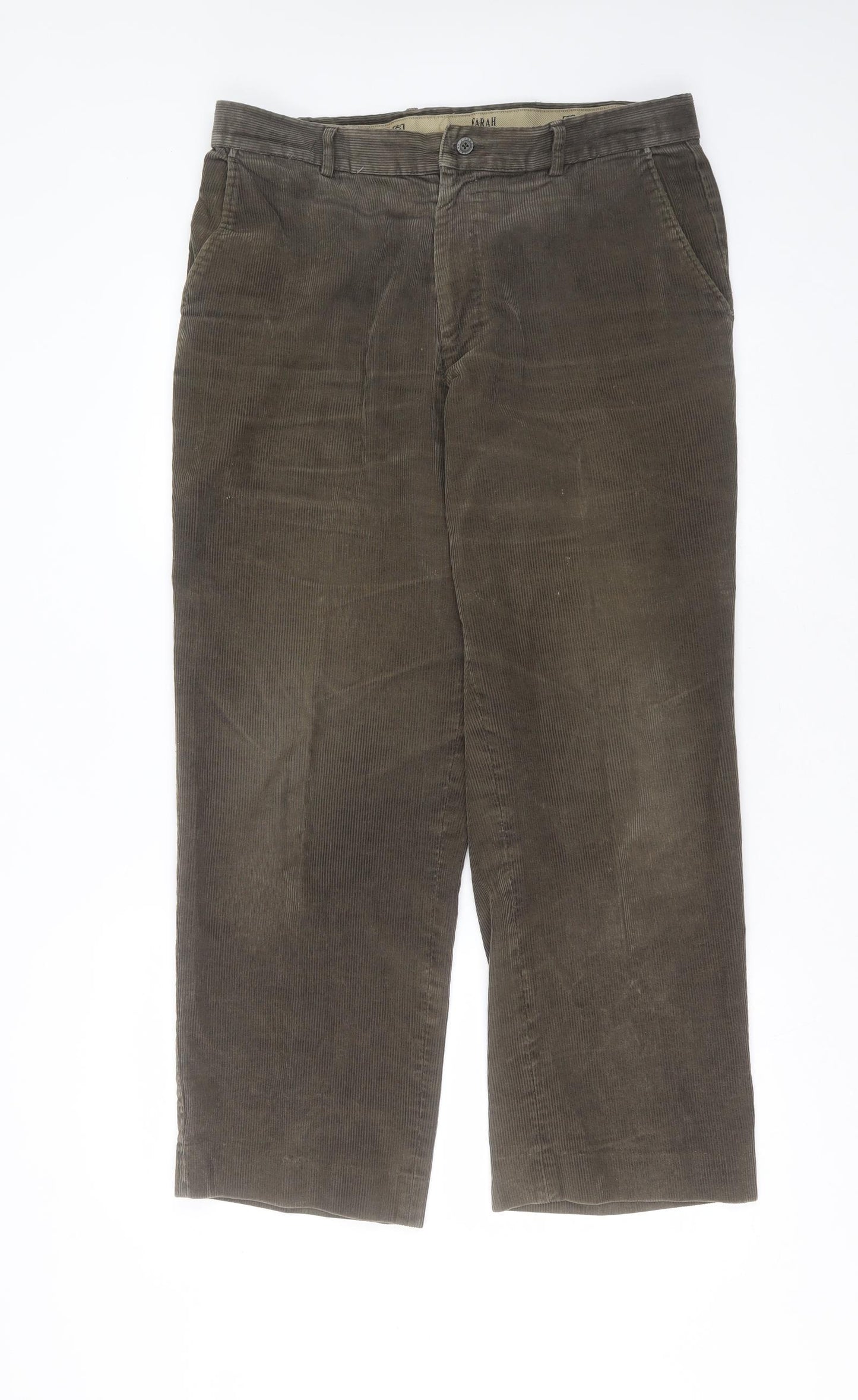 Farah Mens Green  Cotton Trousers  Size 36 in L29 in Regular Zip