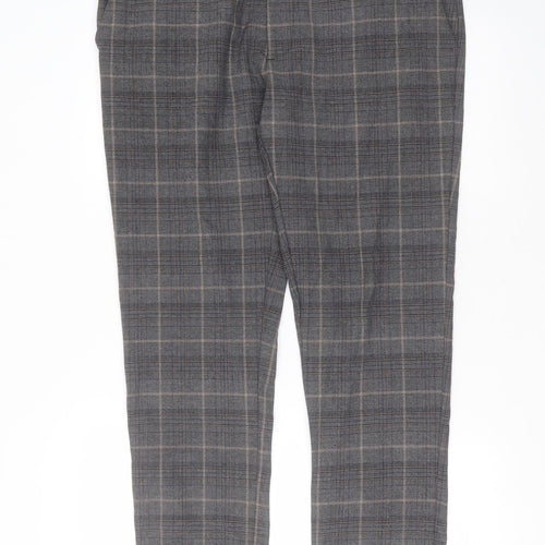 River Island Mens Grey Check Polyester Trousers  Size 36 in L29 in Regular Zip