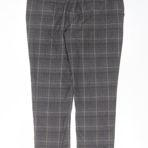 River Island Mens Grey Check Polyester Trousers  Size 36 in L29 in Regular Zip