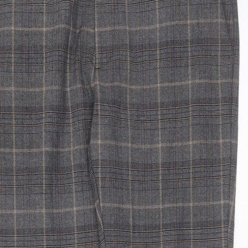 River Island Mens Grey Check Polyester Trousers  Size 36 in L29 in Regular Zip