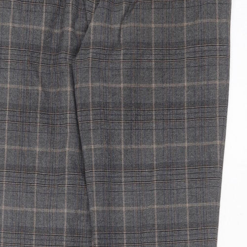 River Island Mens Grey Check Polyester Trousers  Size 36 in L29 in Regular Zip