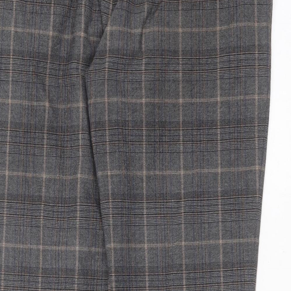 River Island Mens Grey Check Polyester Trousers  Size 36 in L29 in Regular Zip